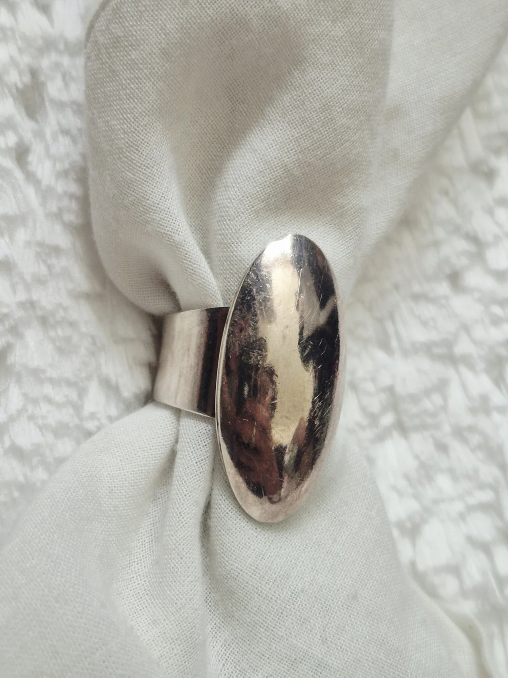 Vintage Navajo Sterling Silver Oval Dome Cocktail Ring